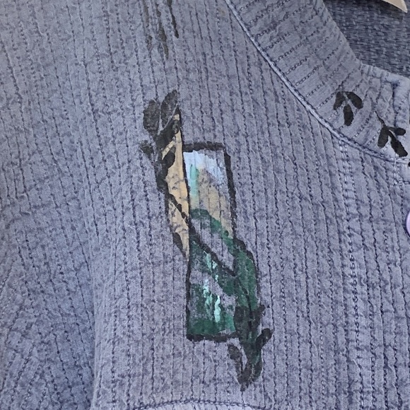 Linda K Originals | Blue Hand Painted Button Down Textured 100% Cotton Jacket M - Picture 10 of 17